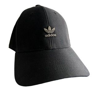Adidas Originals Black Metal Gold Trefoil Emblem Flex Fit Hat SMALL/MED